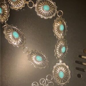 Silver and Turquoise Floral Belt